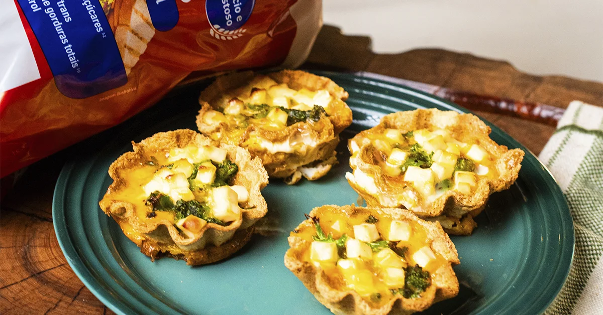 Cestinha Crocante de Pão 5 Zeros Original com Brócolis, Ovo e Queijo Branco